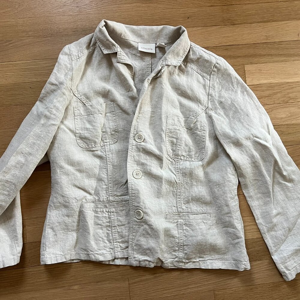 100% Linen Chico's collared spring jacket blazer
